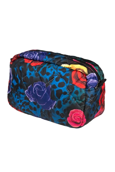 Quilted cosmetic bag Selva Roses Cobalt