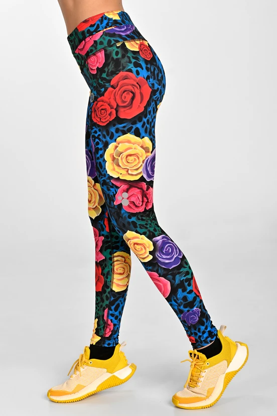 Leggings petite with waistband Pro Selva Roses Cobalt - packshot