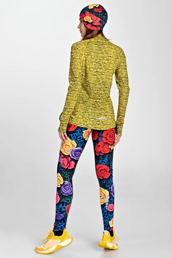 Leggings regular with waistband Pro Selva Roses Cobalt - packshot