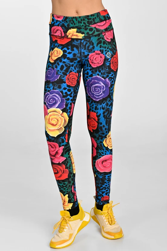 Leggings regular with waistband Pro Selva Roses Cobalt - packshot