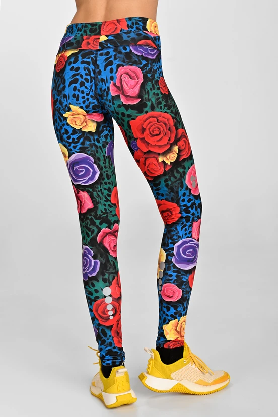 Leggings regular with waistband Pro Selva Roses Cobalt - packshot