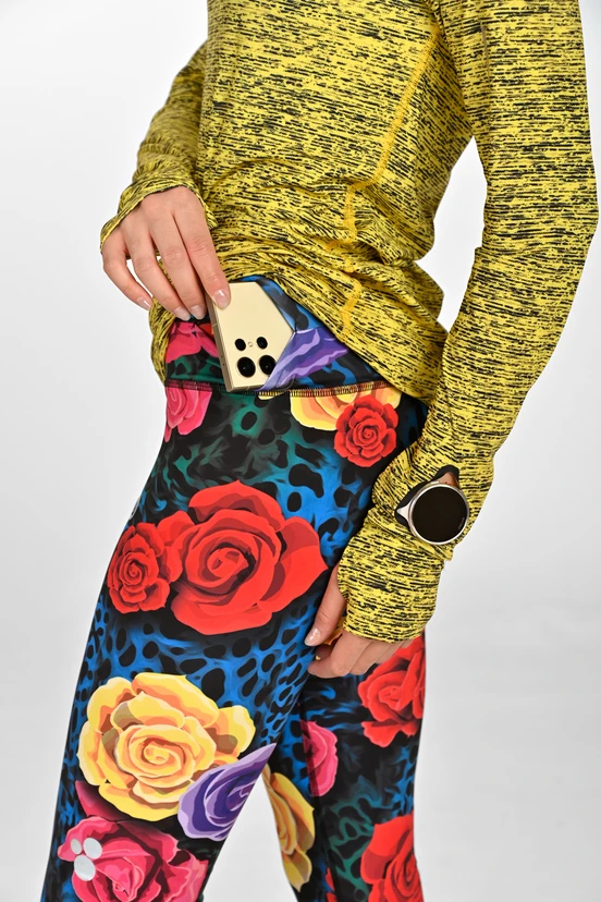 Leggings regular with waistband Pro Selva Roses Cobalt - packshot