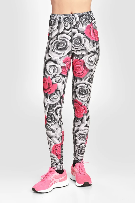 Legginsy Dual Space z kieszeniami po bokach Ornamo Roses - packshot