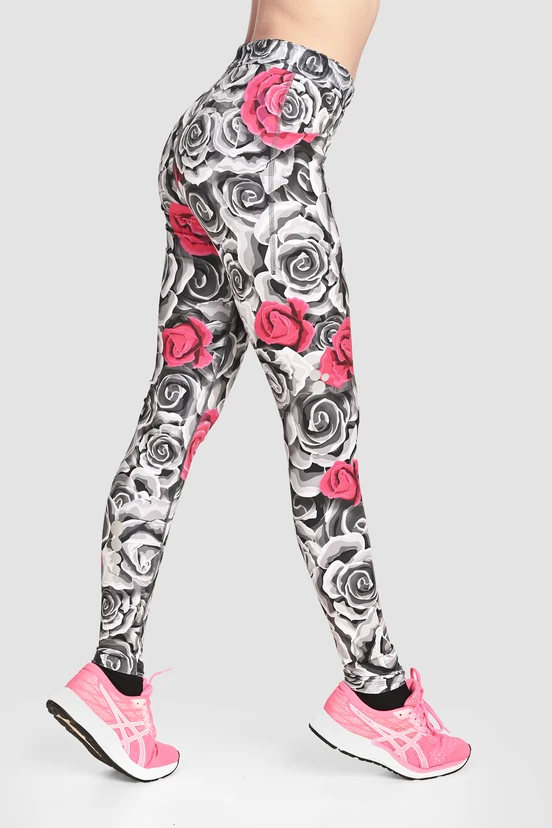 Legginsy Dual Space z kieszeniami po bokach Ornamo Roses - packshot