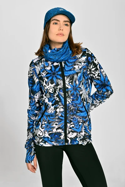 Premium zipped hoodie Mosaic Fern Blue