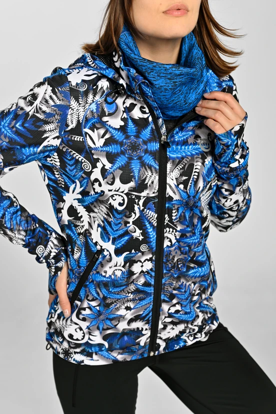 Premium zipped hoodie Mosaic Fern Blue - packshot