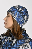 Short insulated hat Mosaic Fern Blue - packshot