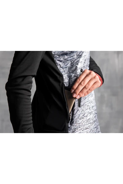 Bluza Rozpinana Z Kapturem Silver Melange Damska - OBRDK-801 - Sample